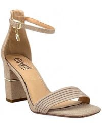 Exe' - Pleated Ankle Strap Block Heel Sandal - Lyst