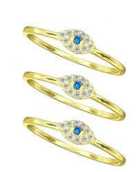 Macy's - Cubic Zirconia Evil Eye Trio Stack Ring - Lyst