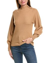 Rebecca Taylor - Rib Mock Neck Wool & Cashmere-blend Sweater - Lyst