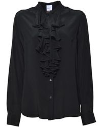 Aspesi - Crepe De Chine Blouse With Ruffles - Lyst