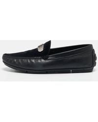 Roberto Cavalli - Leather And Velvet Slip On Loafers - Lyst