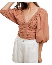 Wishlist - Feeling Ruched Cotton Crop Blouse - Lyst