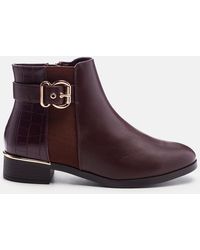 LONDON RAG - Frothy Buckled Ankle Boots With Croc Detail - Lyst