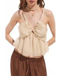 DELUC - Bacio Smocked Ruffle Camisole Top - Lyst