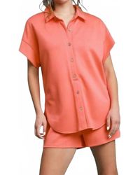 Umgee - Luxeknit Short Sleeve Button Up Romper - Lyst