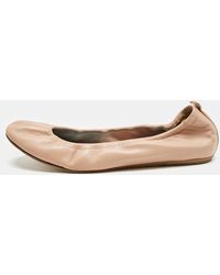 Lanvin - Dusty Leather Scrunch Ballet Flats - Lyst