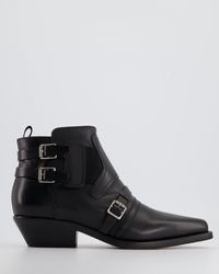 Dior - Leather Ankle Boot With Silver Buckle - Lyst
