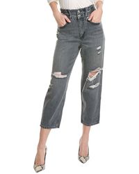 AllSaints - Hailey Washed Grey Baggy Crop Jean - Lyst