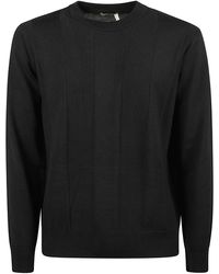 Altea - Vertical Ribbed Virgin Wool Crew Neck Sweater - Lyst