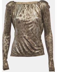 Roberto Cavalli - Lurex Jersey V-Neck Top - Lyst