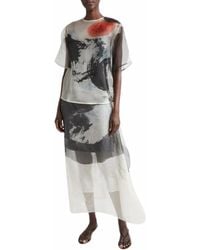 Jason Wu - Silk Organza Printed Midi Skirt With Artwork By Tong Yang-Tze - Lyst