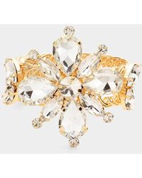 Fashnzfab - Teardrop Marquise Glass Stone Cluster Flower Pointed Adjustable Evening Bracelet Arm Cuff Clear - Lyst