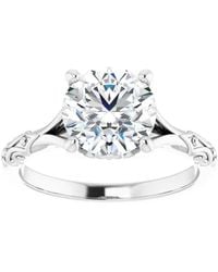 Pompeii3 - 3ct Moissanite Vintage Engagement Solitaire Ring 14k White Yellow Or Rose Gold - Lyst