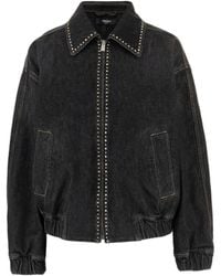 Versace - Blouson Denim Stone Washed With Studs - Lyst
