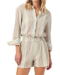 Sundays - Crinkled Cotton Collared Romper - Lyst