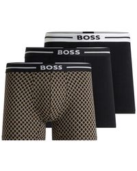 BOSS - Three-Pack Of Stretch-Cotton Boxer Briefs With Logo - Lyst