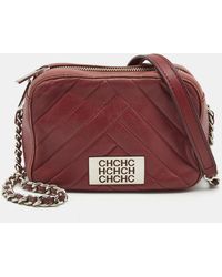 CH by Carolina Herrera - Chevron Leather Logo Camera Crossbody Bag - Lyst