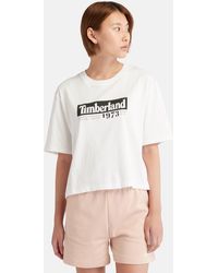 Timberland - Linear-logo Cropped T-shirt - Lyst