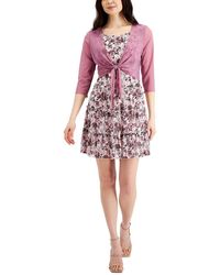 Connected Apparel - Petites Floral Print Knee Fit & Flare Dress - Lyst