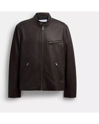 COACH - Leather Racer Jacket - Lyst