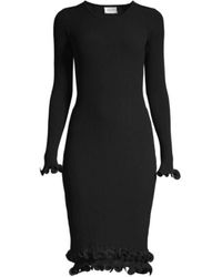 MILLY - Wired Edge Long Sleeve Ribbed Fitted Bodycon Dress - Lyst