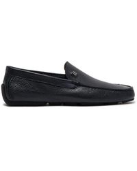 Bally - Wander 6220102 Navy Blue Pebbled Grained Loafers - Lyst