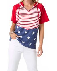 Coco + Carmen - Brianna Hooded Tee With Stars & Stripes - Lyst