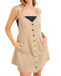 Kori - Twill Jean Fabric Buckle Button Down Mini Dress - Lyst