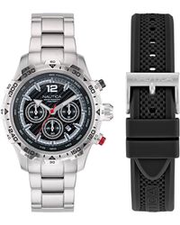 Nautica - Nst Stainless Steel And Silicone Quartz Analog Watch - Lyst