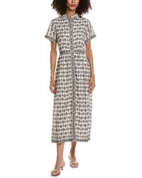 Max Studio - Short Sleeve Button Front Midi Dress - Lyst
