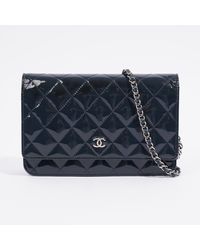 Chanel - Wallet On Chain Midnight Patent Leather - Lyst