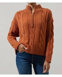 Sugarlips - Zip Neck Cable Knit Sweater - Lyst