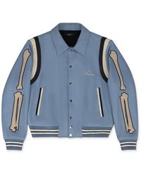 Amiri - Slate Varsity Bones Bomber Jacket - Lyst