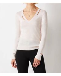 ecru - Long Sleeve V-neck With Cutouts Top - Lyst