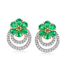 Ross-Simons - Emerald Flower Earrings With Removable . White Topaz Circle Drops - Lyst