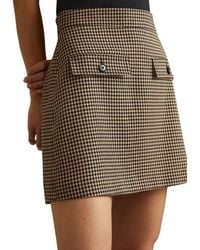 Reiss - Lena Check Wool-Blend Mini Skirt - Lyst