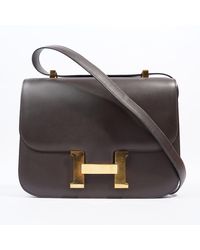 Hermès - Constance Chocolate Calfskin Leather Crossbody Bag - Lyst