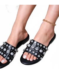 Cape Robbin - Klon Rhinestone Studded Flat Sandals - Lyst