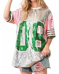 Davi & Dani - Game Day Sequin Jersey Top - Lyst