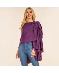 TRUEDAMES - Elegant Solid Drape Wrap Poncho - Lyst