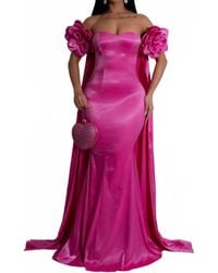 Diva - Royal Dream Satin Floral Maxi Dress - Lyst