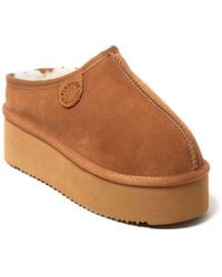 Dearfoams - Fireside By Queenstown Genuine Shearling Platform Clog Slipper - Lyst