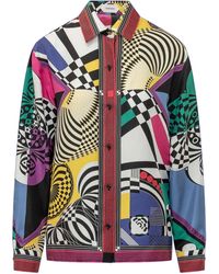 Versace - Multi Silk Geometric Print Long-Sleeve Shirt - Lyst
