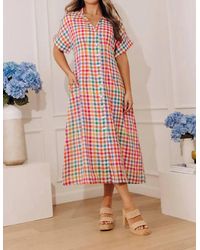 Thml - Gingham Midi Dress - Lyst