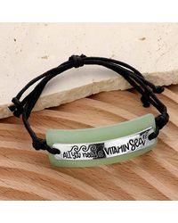 Fashnzfab - All You Need Is Vitamin. Sea Glass Message Adjustable Cinch Pull Tie Cinch Bracelet - Lyst