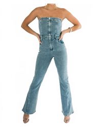 falcon park - Quinn Zip Up Denim Jumpsuit - Lyst