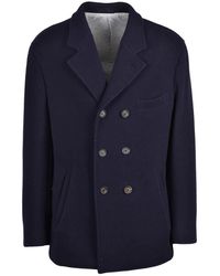 Eleventy - Wool-Blend Double-Breasted Peacoat - Lyst