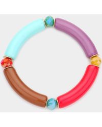 Fashnzfab - Faceted Bead Pointed Resin Stretch Bracelet - Lyst