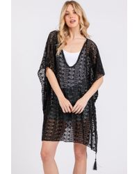TRUEDAMES - Fashnzfab Crochet Lace Tassel Cover Up - Lyst