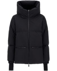 Herno - Short Puffer Coat With High Collar And Asymmetrical Zip - Lyst